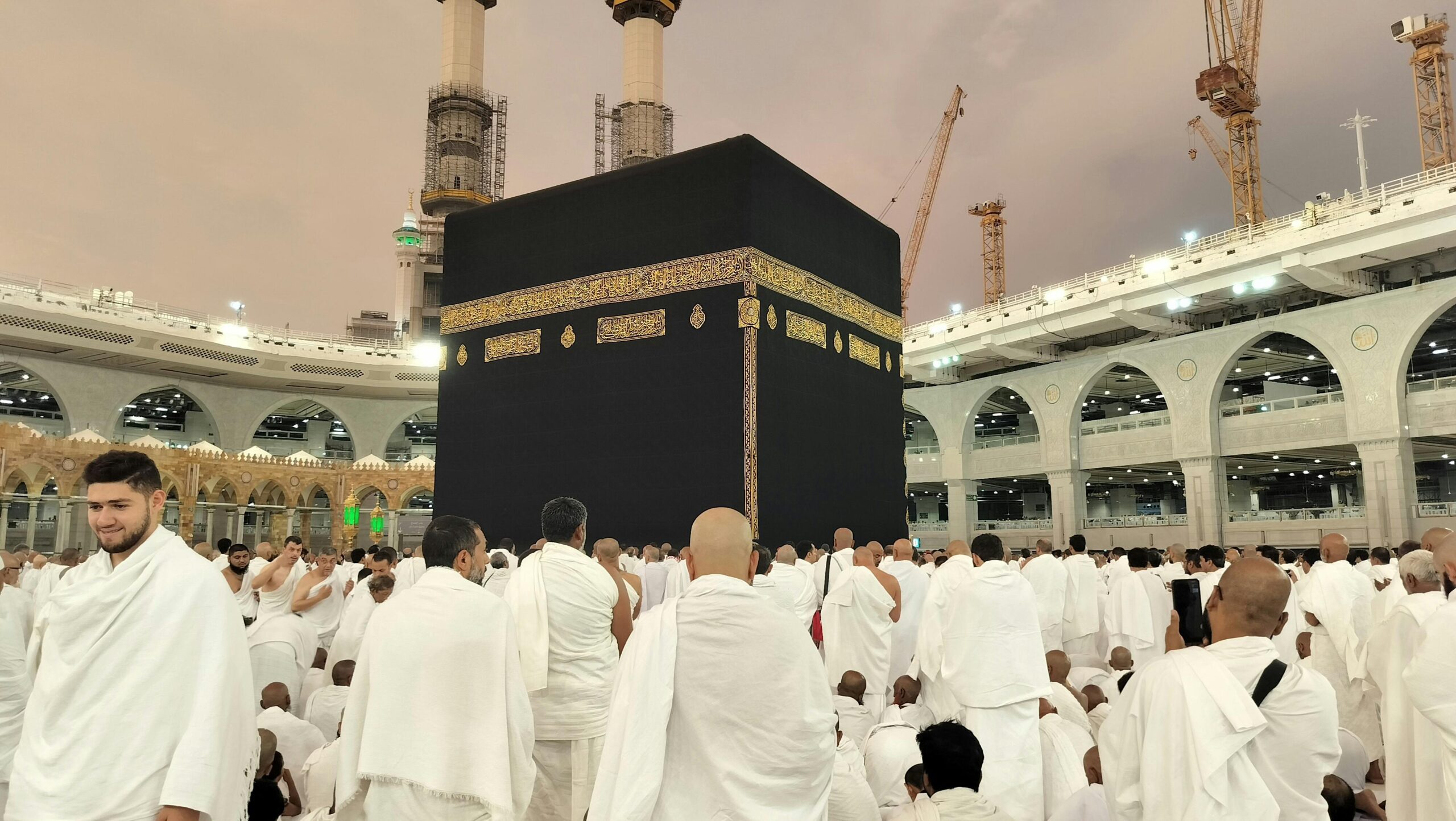 Hajj pilgrims praying in Mecca, Saudi Arabia